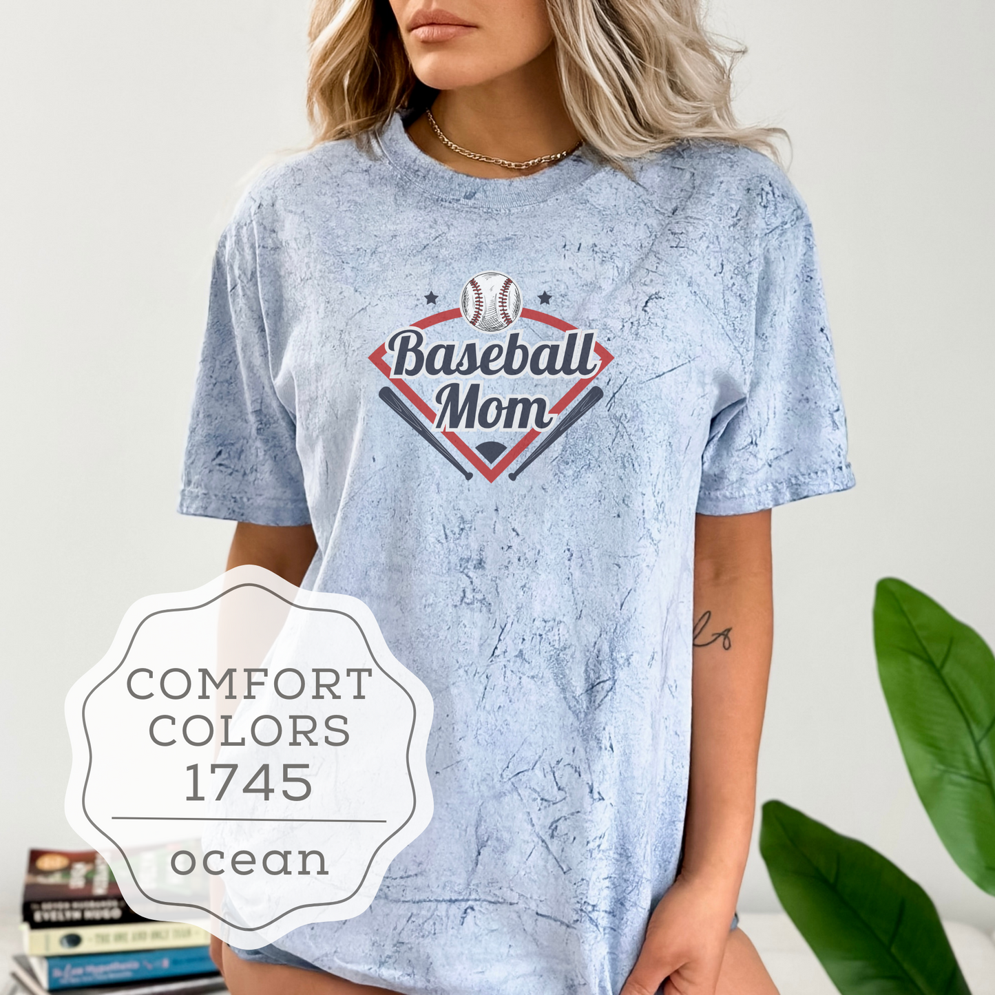 Baseball Mom or Aunt Customized Comfort Colors Color Blast TShirts Wit